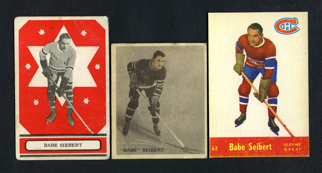 Babe Siebert 1930s-1950s Card Collection of 4