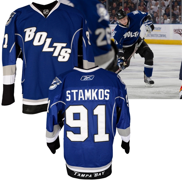 Steven Stamkos 2009-10 Tampa Bay Lightning Game-Worn Alternate Jersey with LOA - Worn to Score His 50th Goal of Season! - Photo-Matched!