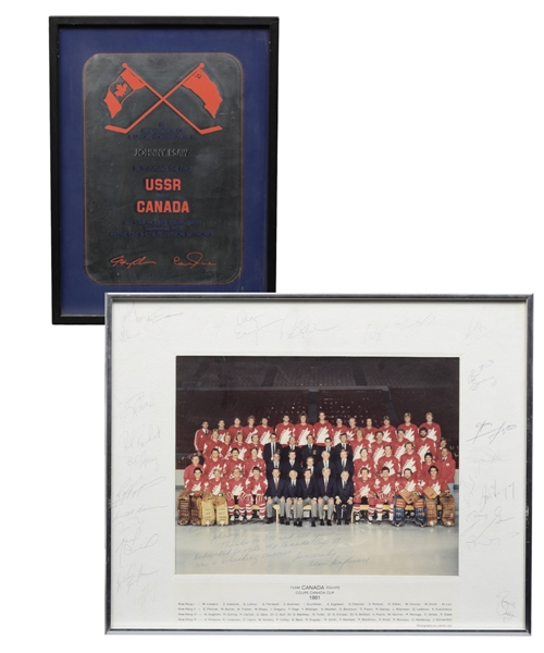 1972 Canada-Russia Series CBC & CTV Television Networks Recognition Framed Award and Photo Plus 1981 Canada Cup Team Canada Team-Signed Framed Photo