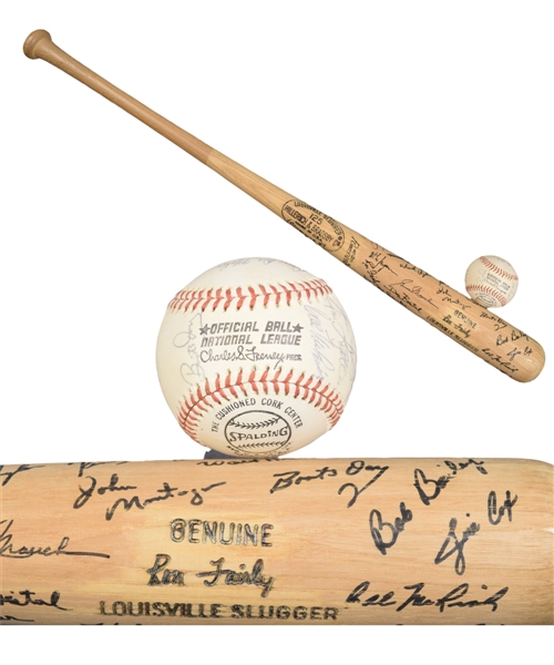 Montreal Expos 1974 Team-Signed Ron Fairly Game-Issued Bat and Team-Signed Ball