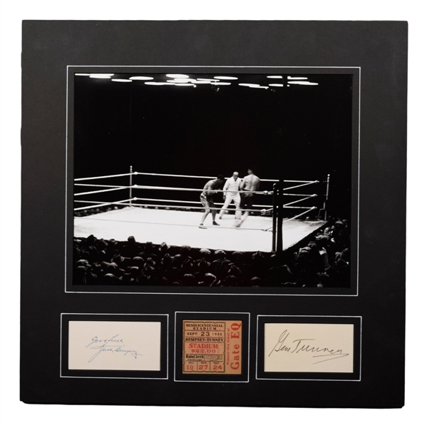 1926 Jack Dempsey vs Gene Tunney Worlds Heavyweight Title Fight Dual-Signed Matted Display with JSA LOA