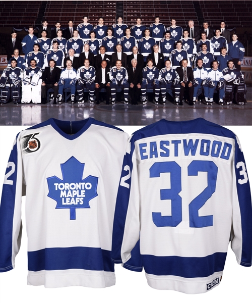 Mike Eastwoods 1991-92 Toronto Maple Leafs Signed Game-Worn Rookie Season Jersey - 75th Patch!
