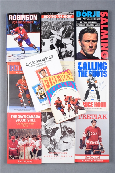 Hockey Signed and Multi-Signed Book Collection of 22 with Rocket Richard, Dryden, Tretiak and 1972 Team Canada
