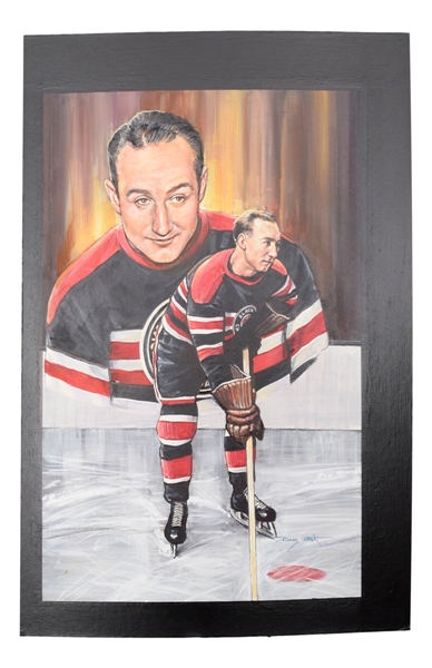 Earl Seibert Hockey Hall of Fame Original Painting by Doug West (13" x 20")