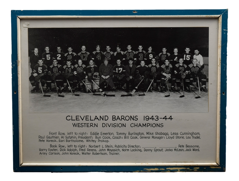 Cleveland Barons 1943-44 Team Photo from Cleveland Arena