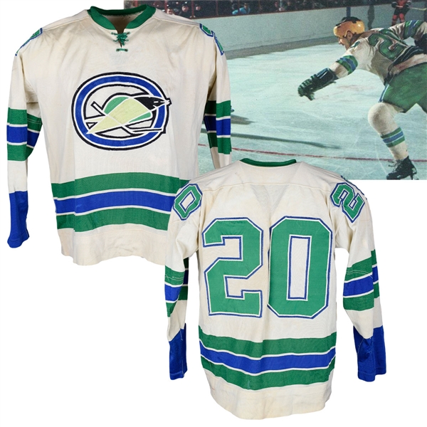 Charlie Burns 1967-68 California / Oakland Seals Inaugural Season Game-Worn Jersey and Socks - 20+ Team Repairs!