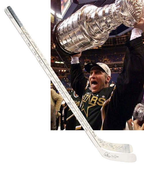Brett Hulls 1998-99 Stanley Cup Champions Dallas Stars Team-Signed Sticks (2)