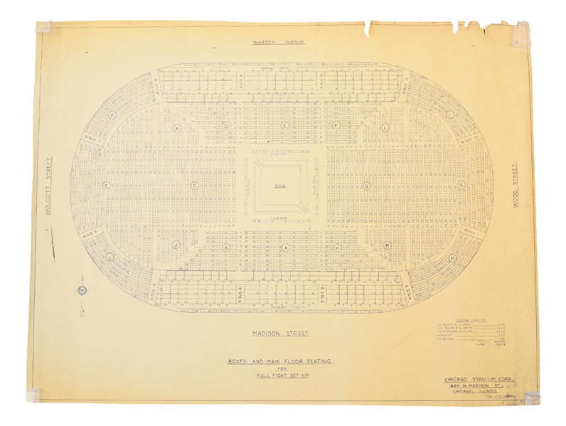 Original 1950 Chicago Stadium Blueprint (27 ½” x 36 ¼”)