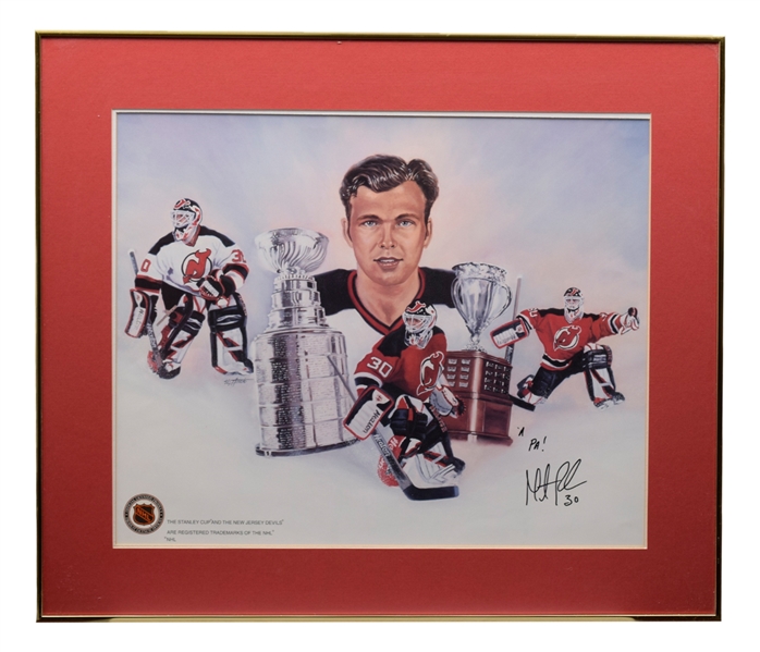 Martin Brodeur Signed New Jersey Devils Framed Poster and Photos (2)