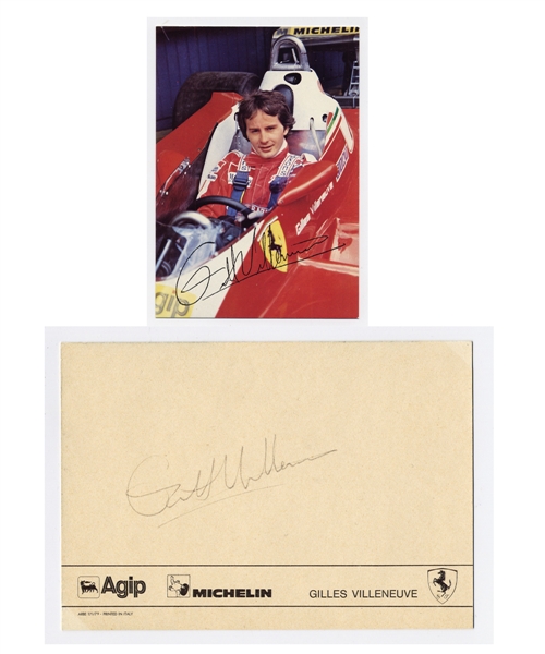 Ferrari Formula One Racing Legend Gilles Villeneuve Autographed Postcard
