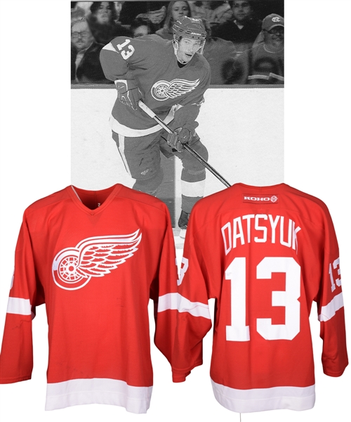 Pavel Datsyuks 2002-03 Detroit Red Wings Game-Worn Playoffs Jersey with LOA