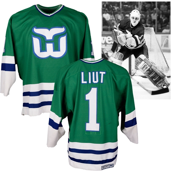 Mike Liuts 1989-90 Hartford Whalers Game-Worn Jersey - Video and Photo-Matched!