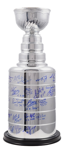 Huge Stanley Cup Replica Signed by 30 Conn Smythe Trophy Winners with Inscriptions - Roy, Messier, Sakic, Keon and Others!
