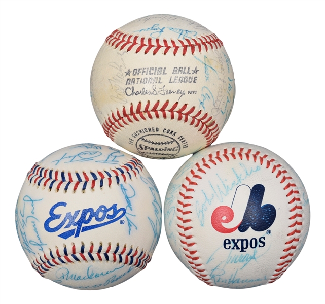 Montreal Expos Team-Signed Ball Collection of 3 with 1974 Team-Signed Ball by 24