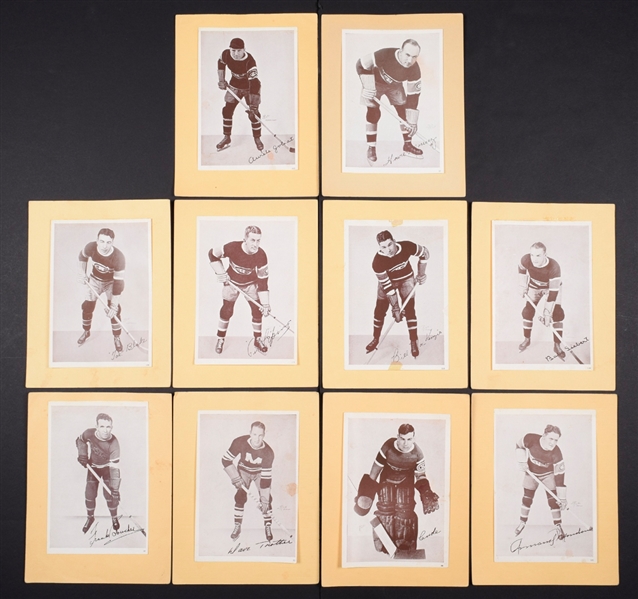 Canada Starch Crown Brand 1935-40 Hockey Picture Collection of 10 with Morenz, Joliat and Blake