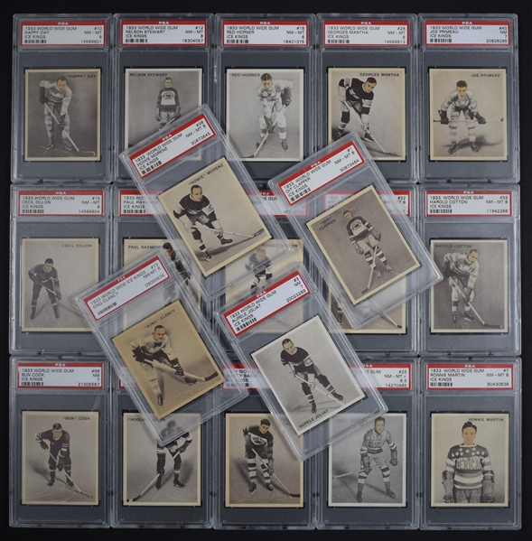 1933-34 World Wide Gum Ice Kings V357 PSA-Graded Complete 72-Card Hockey Set - Current Finest PSA Set!