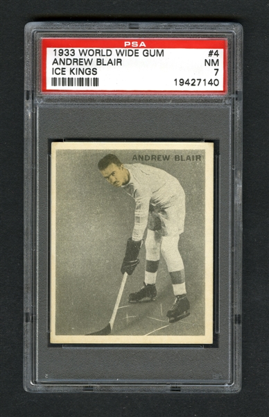 1933-34 World Wide Gum Ice Kings V357 Hockey Card #4 Andrew "Andy" Blair RC - Graded PSA 7