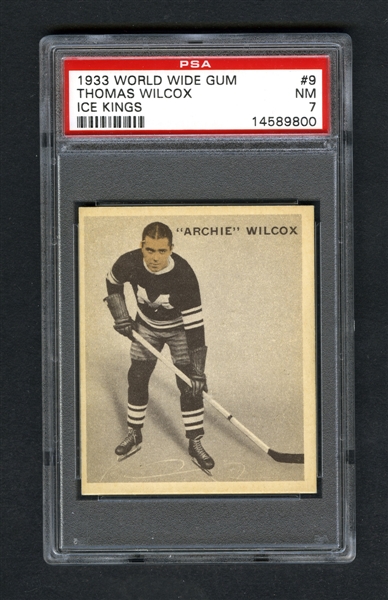 1933-34 World Wide Gum Ice Kings V357 Hockey Card #9 Thomas "Archie" Wilcox RC - Graded PSA 7