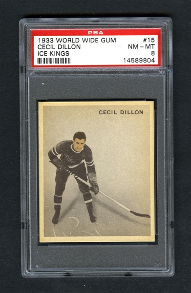1933-34 World Wide Gum Ice Kings V357 Hockey Card #15 Cecil "Ceece" Dillon RC - Graded PSA 8 - Highest Graded!