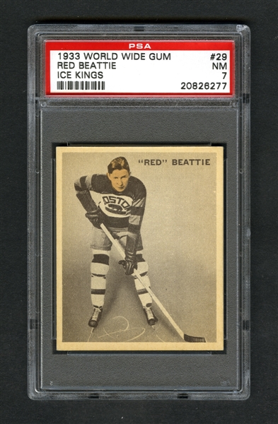 1933-34 World Wide Gum Ice Kings V357 Hockey Card #29 Jack "Red" Beattie - Graded PSA 7