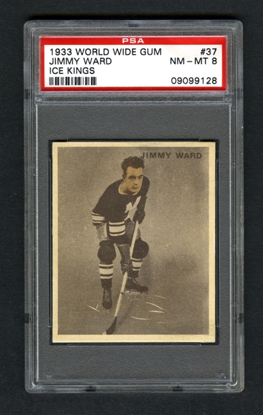 1933-34 World Wide Gum Ice Kings V357 Hockey Card #37 James "Jimmy" Ward RC - Graded PSA 8 - Highest Graded!