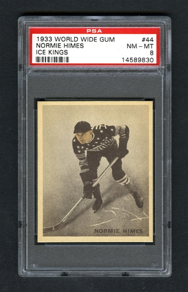 1933-34 World Wide Gum Ice Kings V357 Hockey Card #44 Norman "Normie" Himes RC - Graded PSA 8 - Highest Graded!