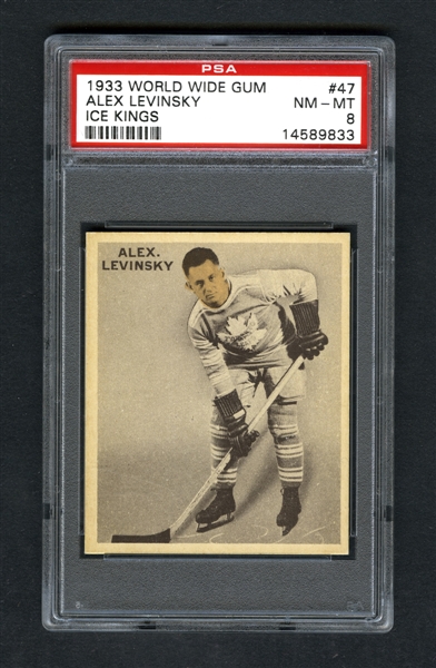 1933-34 World Wide Gum Ice Kings V357 Hockey Card #47 Alex "Mine Boy" Levinsky RC - Graded PSA 8 - Highest Graded!