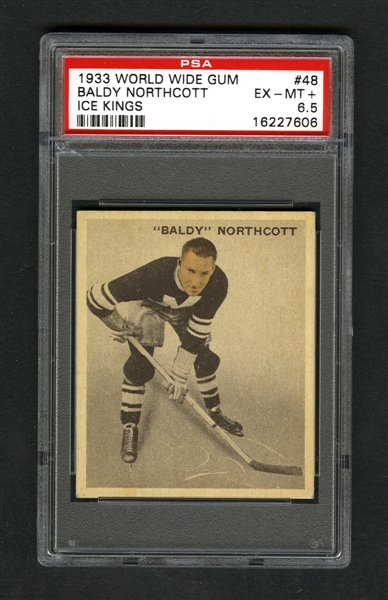 1933-34 World Wide Gum Ice Kings V357 Hockey Card #48 Lawrence "Baldy" Northcott RC - Graded PSA 6.5