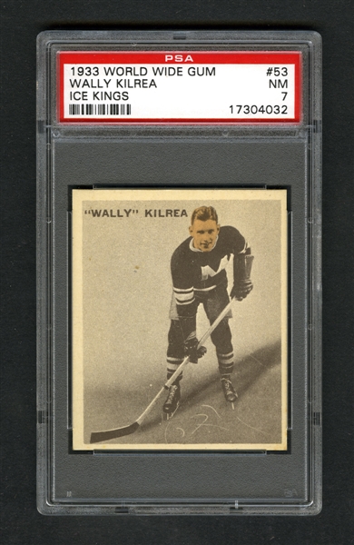 1933-34 World Wide Gum Ice Kings V357 Hockey Card #53 Walter "Wally" Kilrea RC - Graded PSA 7