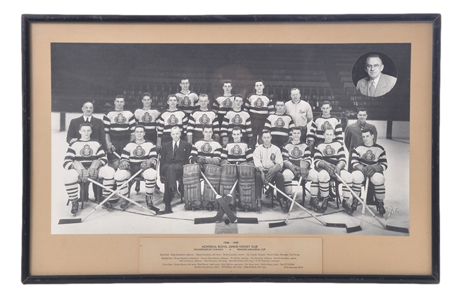 Montreal Junior Royals 1948-49 Memorial Cup Champions Framed Team Photo with Dickie Moore (14" x 22")