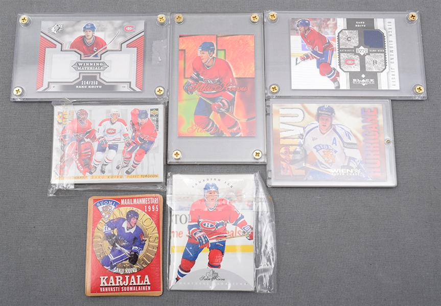 Saku Koivu Hockey Card and Memorabilia Collection of 230+ Plus Jari Kurri Hockey Card and Memorabilia Collection of 270+ with 1980-81 O-Pee-Chee RC Card