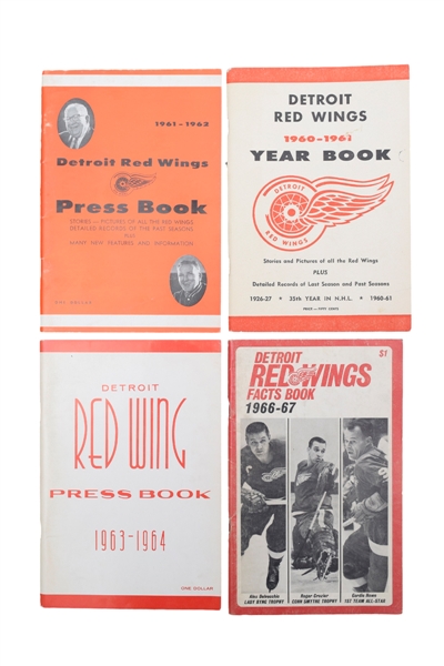 Detroit Red Wings 1960-67 Hockey Media Guide Collection of 4