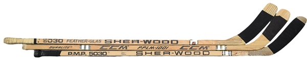 Montreal Canadiens 1980s Game-Used Stick Collection of 3 with Smith, McPhee and Acton