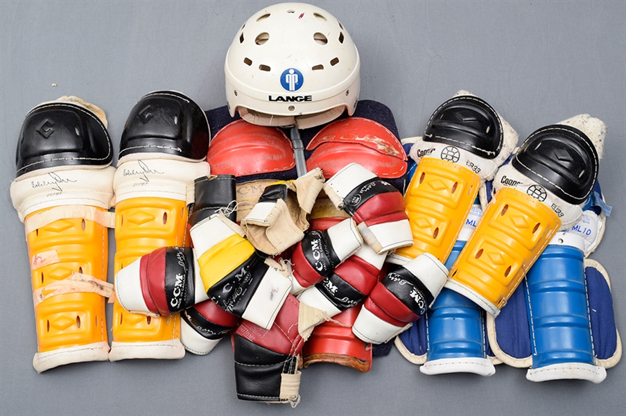 Vintage Hockey Equipment Collection of 25+ with Skates, Pads, Mikita Endorsed Helmet and More!