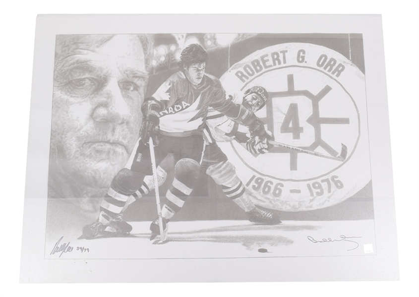 Bobby Orr Signed 1976 Canada Cup Team Canada Limited-Edition Robb Scott Print #34/79 with GNR COA (26" x 34")