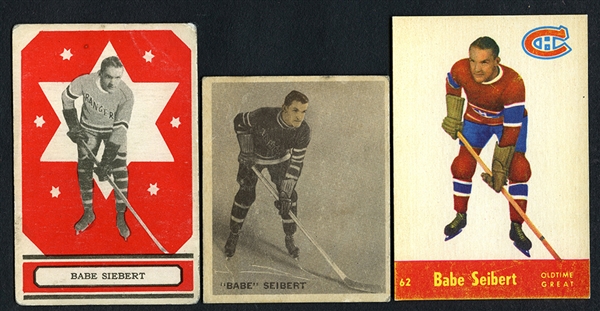 Babe Siebert 1930s-1950s Card Collection of 4