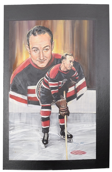 Earl Seibert Hockey Hall of Fame Original Painting by Doug West (13" x 20")