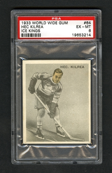 1933-34 World Wide Gum Ice Kings V357 Hockey Card #64 Hector "Hec" Kilrea - Graded PSA 6