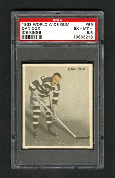 1933-34 World Wide Gum Ice Kings V357 Hockey Card #69 Daniel "Silent Danny" Cox RC - Graded PSA 6.5