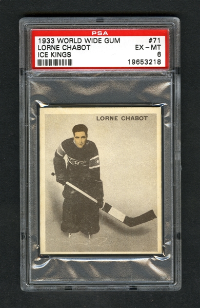 1933-34 World Wide Gum Ice Kings V357 Hockey Card #71 Lorne "Chabotsky" Chabot - Graded PSA 6