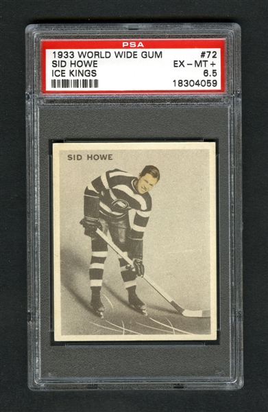 1933-34 World Wide Gum Ice Kings V357 Hockey Card #72 HOFer Sydney "Sid" Howe RC - Graded PSA 6.5 
