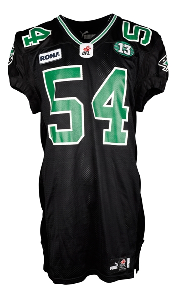 Jeremy ODays 2003-06 Saskatchewan Roughriders Signed Game-Worn Black Alternate Jersey 