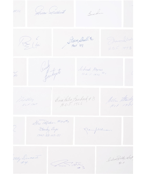 Hockey Signed Index Card Collection of 116 with HOFers