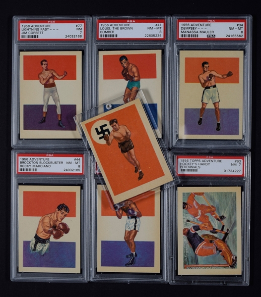 1956 Gum Products "Adventure" Complete 100-Card Set with Schmelling - Includes PSA-Graded Howe and Boxing Star Cards