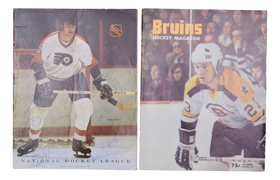 Early-1970s Boston Bruins/Montreal Canadiens and Boston Bruins/Philadelphia Flyers Multi-Signed Programs - Both with Orr!
