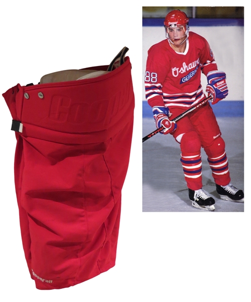 Eric Lindros 1991-92 Oshawa Generals Photo-Matched Cooper Game-Worn Pant Shells and Team-Issued Cooper Padding Shorts