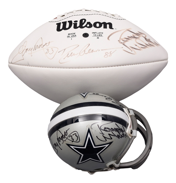 Dallas Cowboys Dorsett, Pearson and White Signed Football and Mini-Helmet with JSA COAs