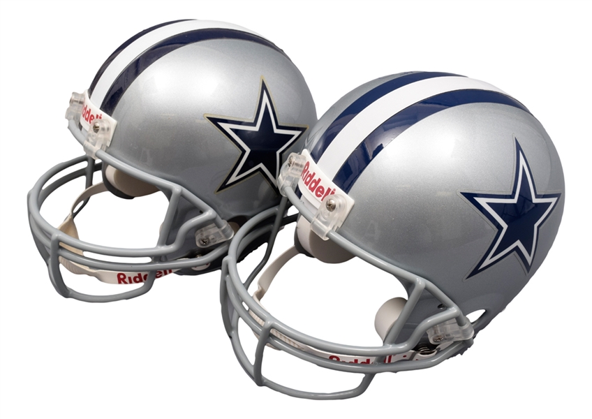 Tony Dorsett and Jay Novacek Signed Dallas Cowboys Full-Size Riddell Helmets with JSA COAs