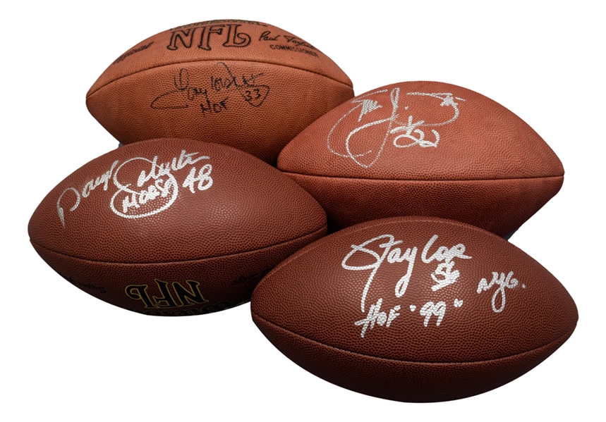 Lawrence Taylor, Emmitt Smith, Tony Dorsett and Daryl Johnston Signed Footballs with JSA COAs