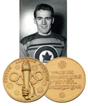 Julius "Pete" Leichnitzs 1948 Winter Olympics Gold Medal for Hockey Won by Canada in Original Presentation Box with LOA